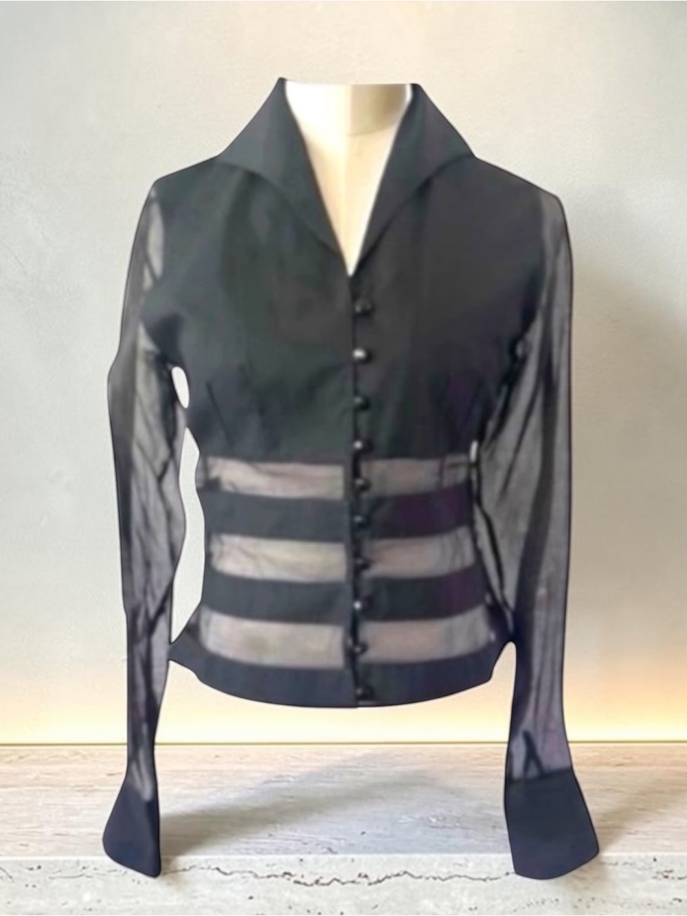 ANNE FONTAINE PARIS FRANCE COTTON SHEER TOP SIZE 2